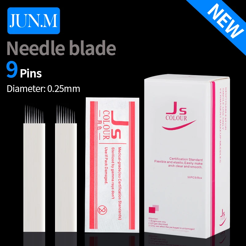

Free Shipping 50pcs 9 Pin Permanent Eyebrow Makeup Blades Tattoo Manual Needle For Microblading Pen 3D Eyebrow Microblading D-B5