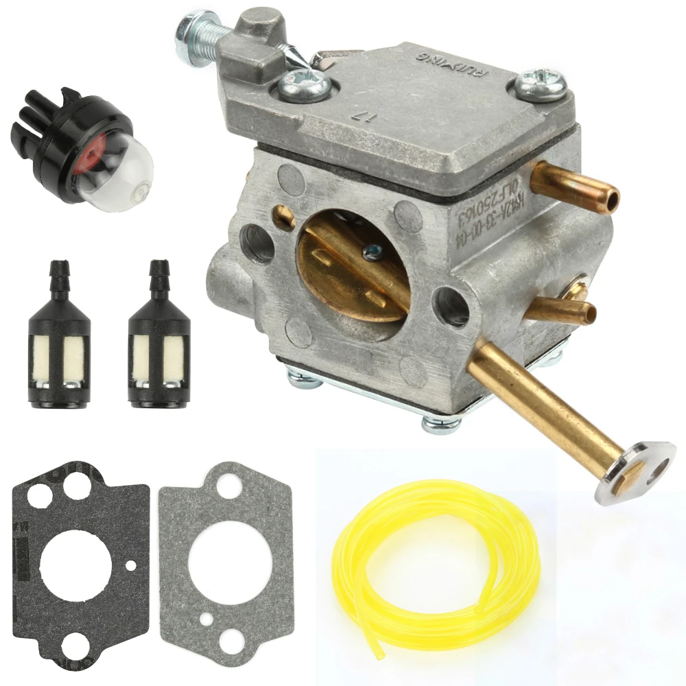 Homelite 33cc Chainsaw Carburetor Carb &amp Gaskets Primer Bulb For 300981002 UT-10532 UT-10926 Ryobi RY74003D Fuel Filter Line |