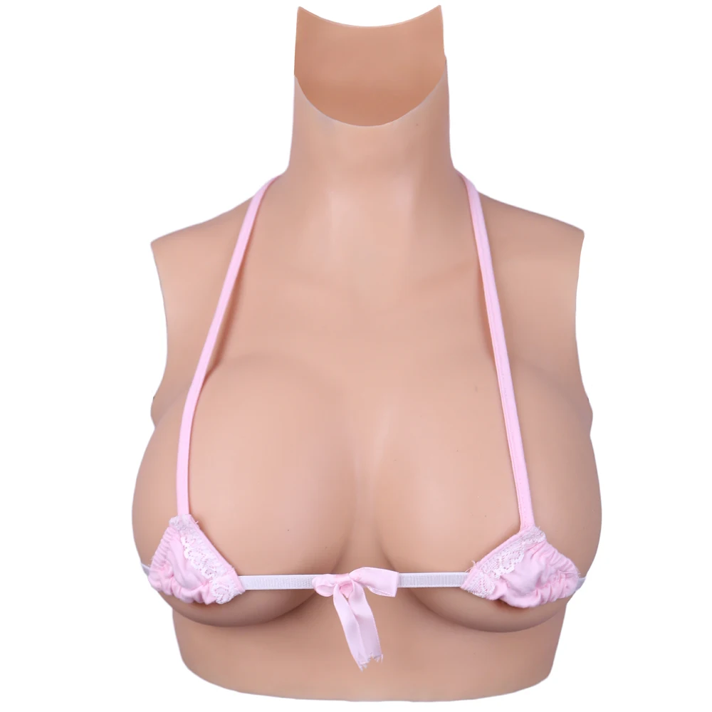 

KOOMIHO New Silicone Artificial Boobs High Collar Neck to Ear Fake Silicone Breast Forms Crossdresser Transgender Drag Queen 3G