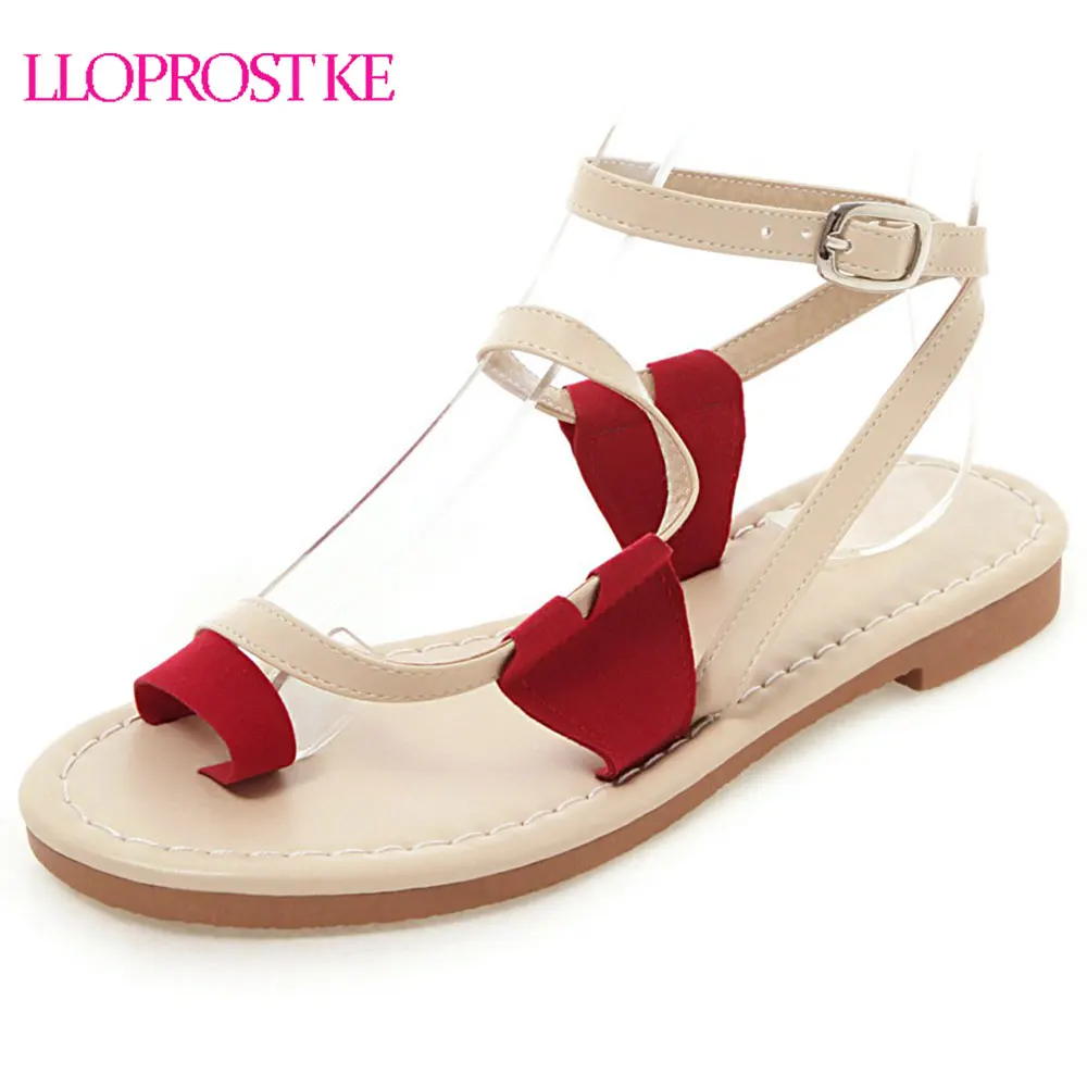 

Lloprost ke Women Sandals Soft Flat Sandals Pu Leather Summer Shoes Women Casual Gladiator Sandals Beach Shoes Female Size 50