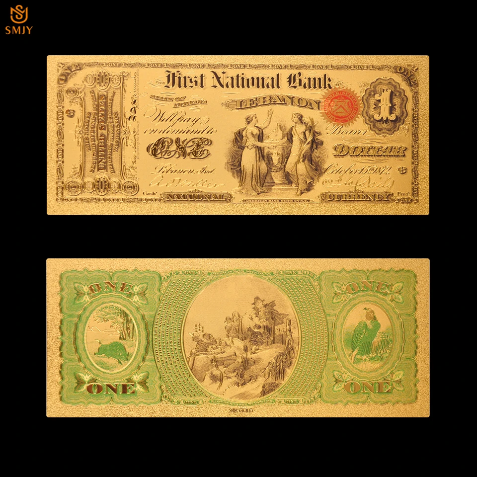 1875 Американский сувенирный подарок$1 доллар деньги цветные золотые банкноты Реплика Поддельные денежные банкноты коллекция