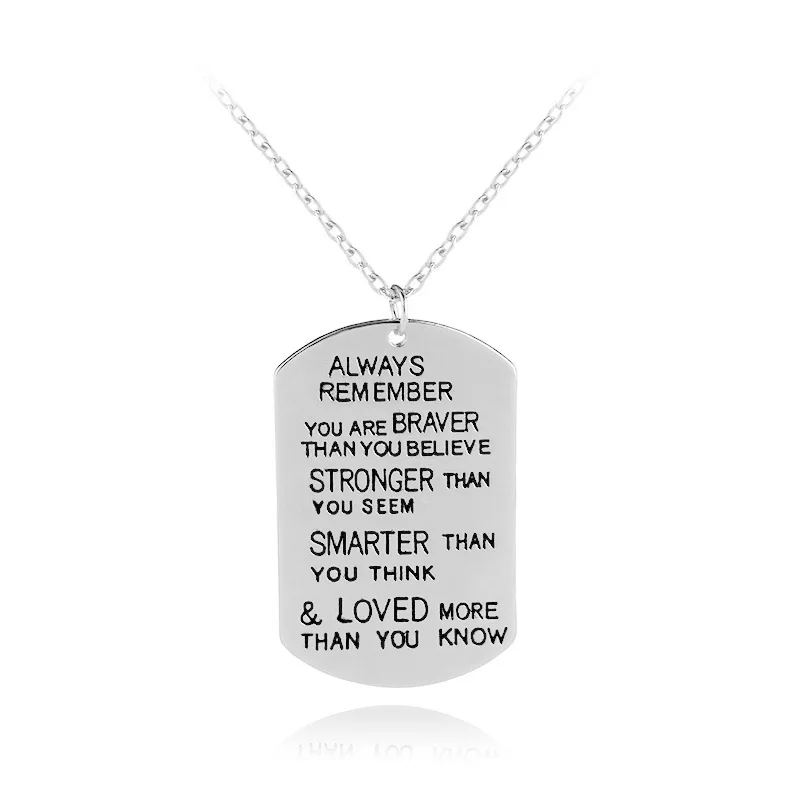 

Fashion Ornaments Letter Necklace Always Remember You Are Braver Autumn And Winter Sweater Chain FRE547 erd colar choker jewelry