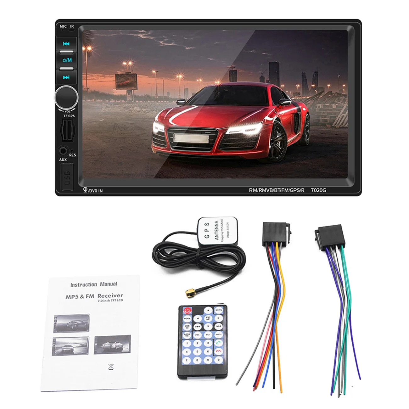 

7020G 2 Din Car Multimedia Player Bluetooth Fm Gps Navigation 7 Inch Press Screen Car Audio Stereo With Remote Control Rearvie