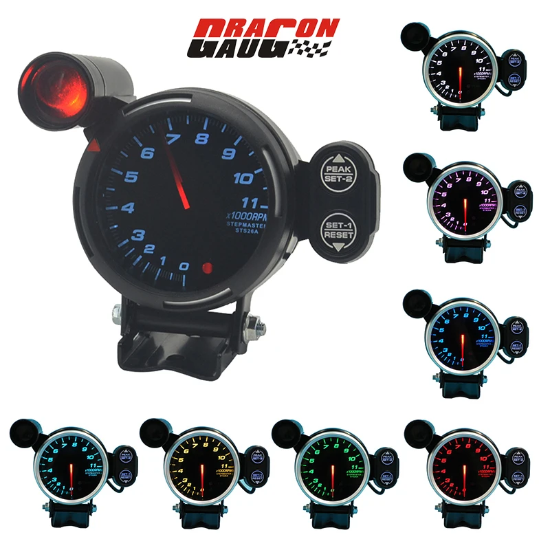 

80mm 7 Color backlight High Speed stepper motor With Shift Light and Peak warning 1 to 8 cylinder Tachometer Gauge RPM