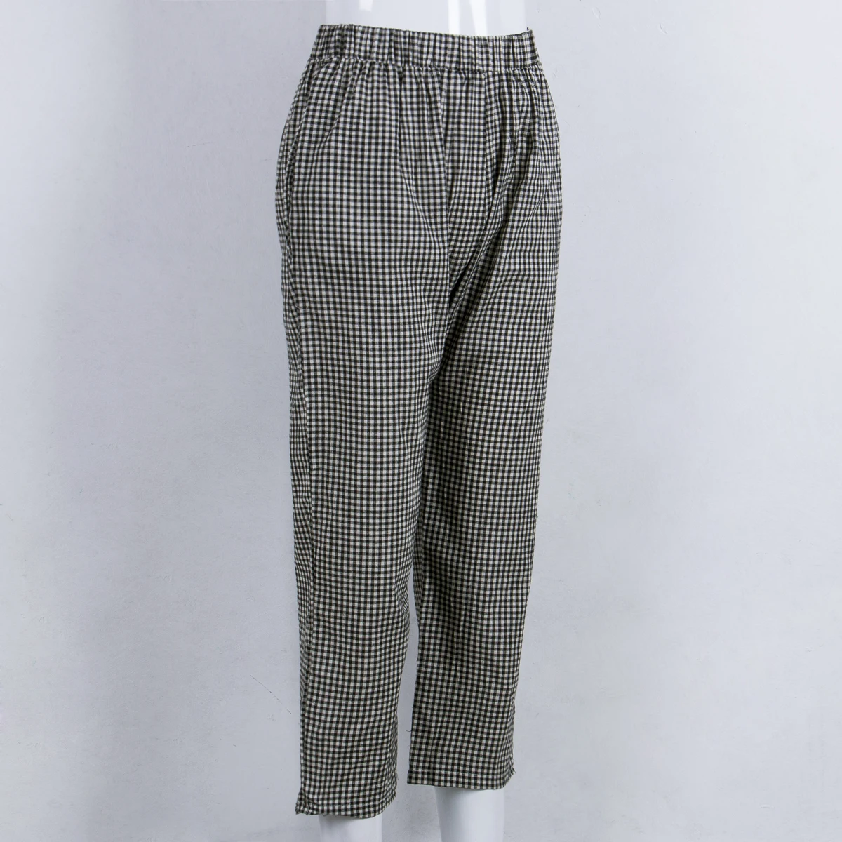 Ladies Holiday Casual Black Khaki Loose Trousers Women Elastic Waist