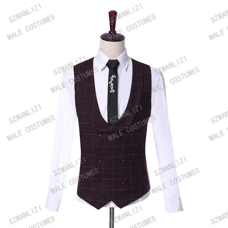 2019 элегантный брендовый дизайн Terno Slim Fit 3 штуки шерстяные деловые мужские