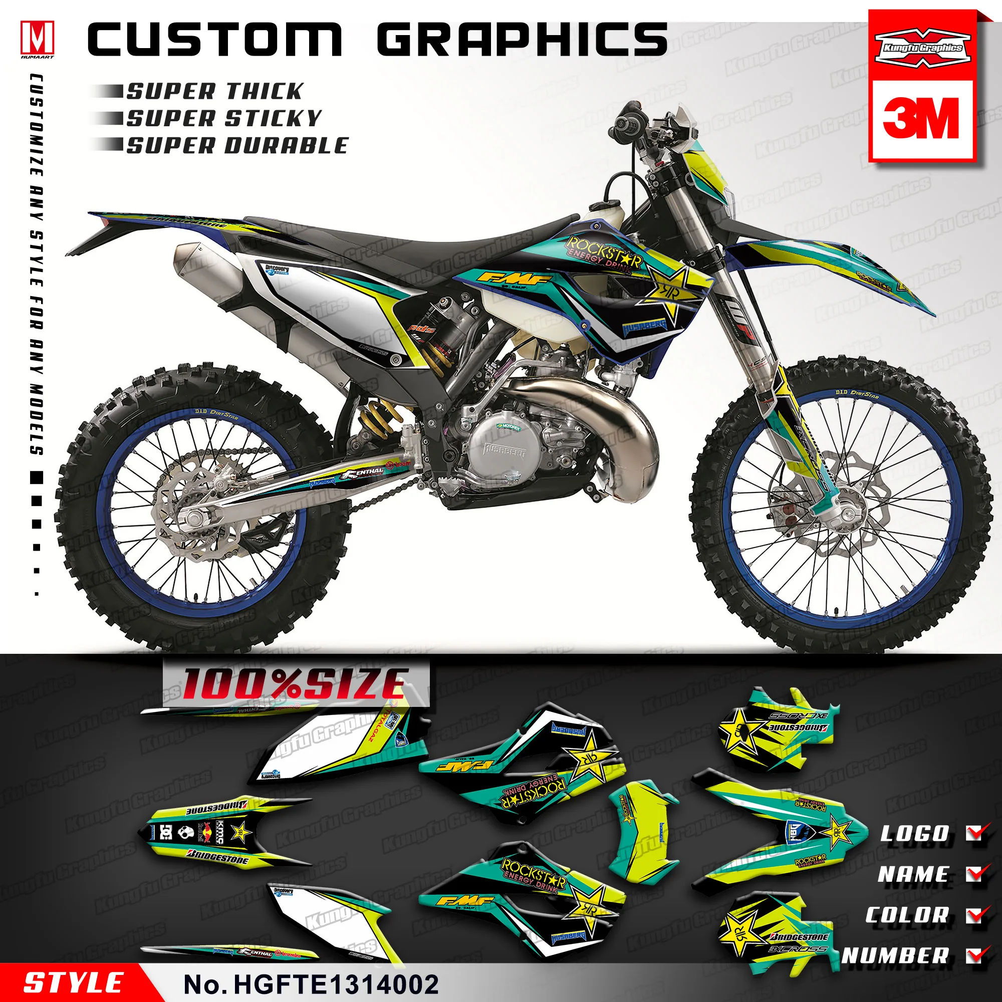 Графические наклейки KUNGFU для автомобилей Husaberg TE 125 250 300 / FE 350 450 501 2013 2014 | Отзывы и видеообзор