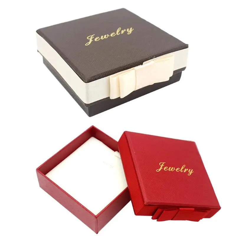 

Creative Bowknot Jewery Storage Organizer Case Square Box Bracelet Holder Display Rings/Earrings Storage Small Gift Boxes