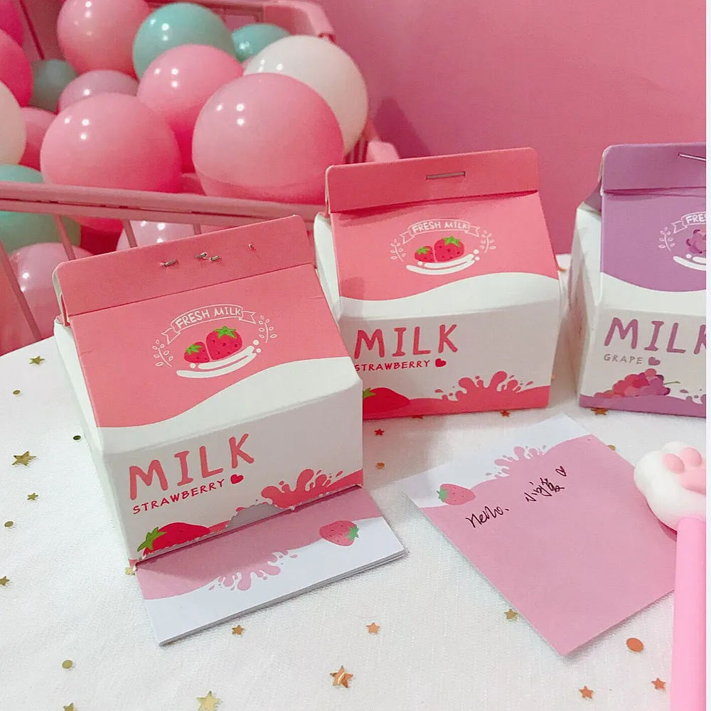 

200sheets Strawberry Milk Case N Times Memo Pad Kawaii Note School Office Cute Stationery Supply
