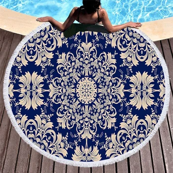

3D Printed Mandala Microfiber Round Beach Towel for Adults Summer Toalla Tassel Yoga Mat T390