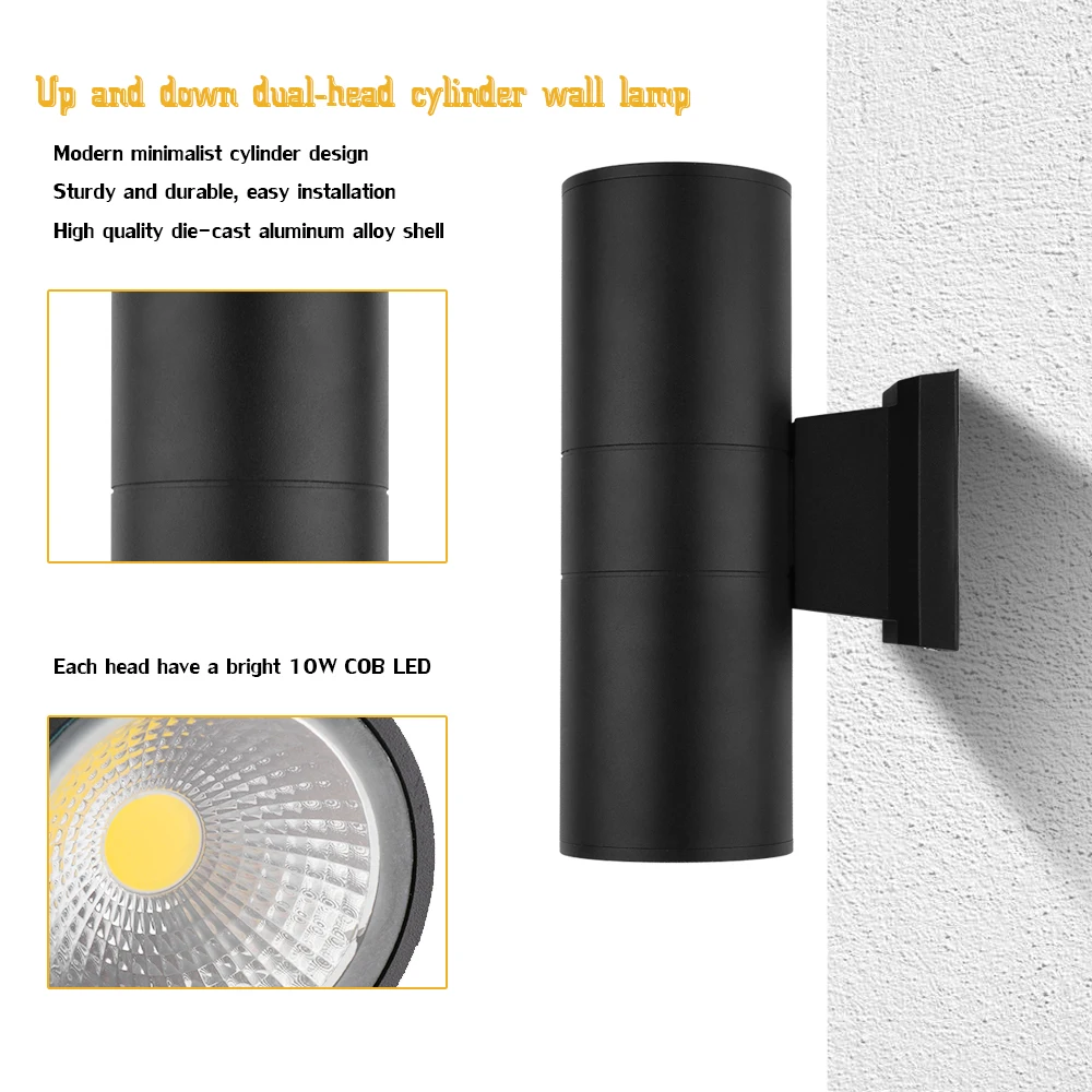 COB LED Outdoor Wall Light 20W Dimmbale Up-Down Indoor LED Wall Lamp Outdoor Waterproof IP65