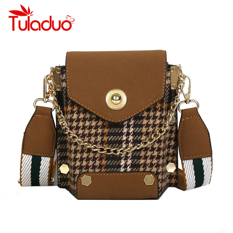 

Fahsion Women Mini Purse Phone Clutch Small Messenger Bags Female Flap Wool Handbags Ladies Shoulder Bags Plaid 2019 Sac A Main