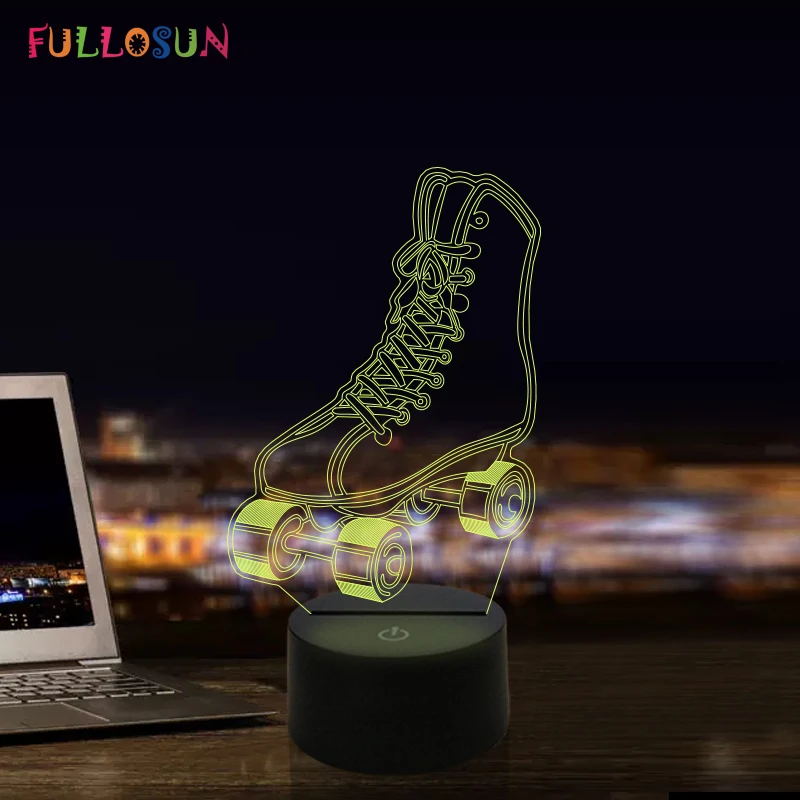 

Roller Skates Night Lights 3D Illusion Lamp Colorful Flashing LED Novelty Lights For Boy Kids Birthday Gift