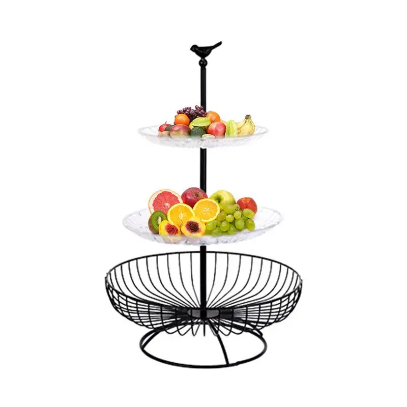 3 الطبقة سلة فاكهة المعادن الفاكهة المجففة علبة الحلوى حامل سلة التخزين خمر نمط المنزلية المنظم