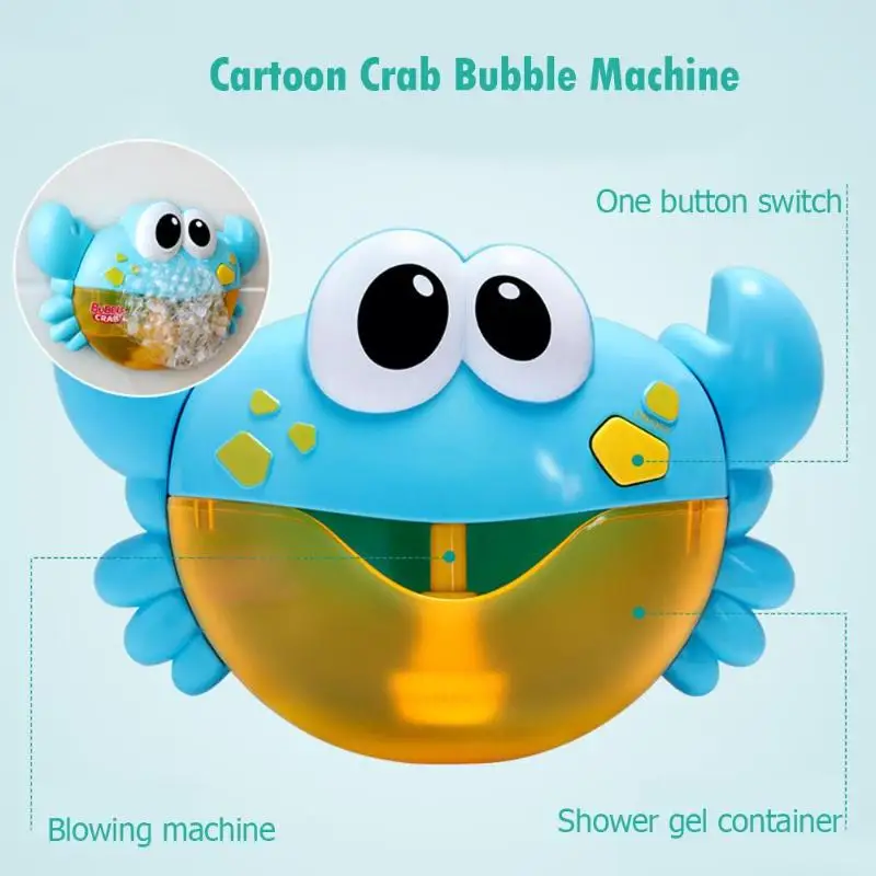 

Blowing Bubbles Machine Toys for Kids Soap Bubble Plastic Cartoon Crab Bubble Machine Music Bubble Maker Baby Bath Shower Toy