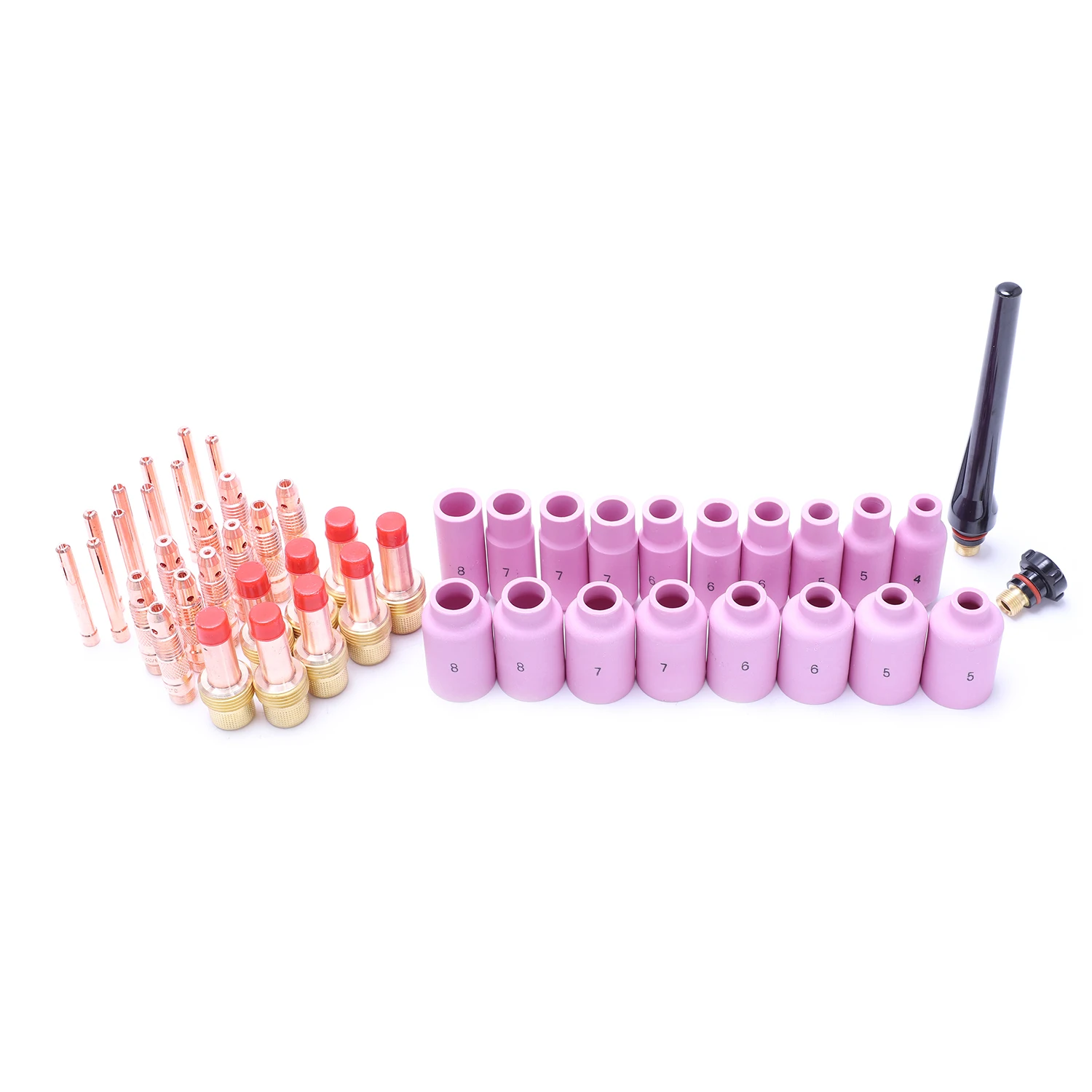 

48pcs TIG Torch Consumables Accessories KIT TIG Gas Lens Insulator Nozzle Collet Body Back Cap for WP 17 18 26