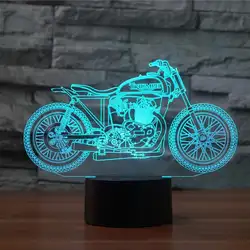 Мотоцикл 3d лампа красочный сенсорный светодиодный визуальный СВЕТОДИОДНЫЙ Ночник подарок атмосферная настольная лампа Рождественский