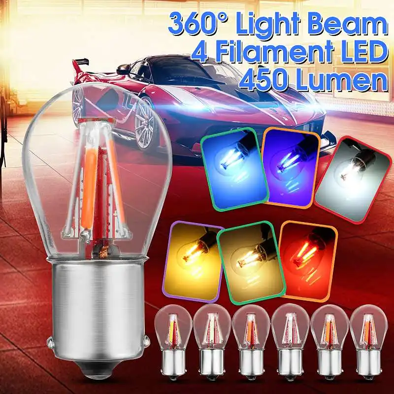 

BA15S(1156) BAY15D(1157) BAU15S(1156) 12V 24V Car COB LED Light Lamps 450LM 360Deg 4 Leds Turn Signal Light Reserve Backup Lamp