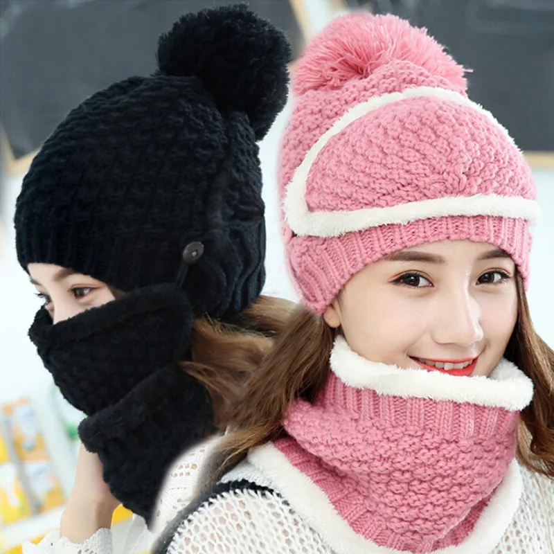 2018 new autumn and winter pullover hat for women The cold cycling warm wool knitting neck suit | Аксессуары для одежды