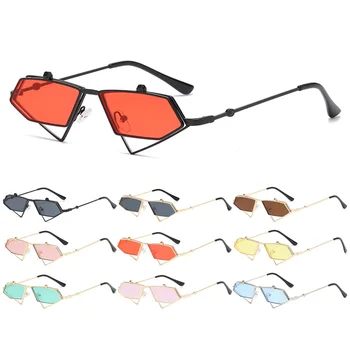 

Fashion Rimless Cat Eye Sunglasses Women Small Triangle Sun Glasses Female Luxury Brand Irregular Double Lens Eyewear Sunglass