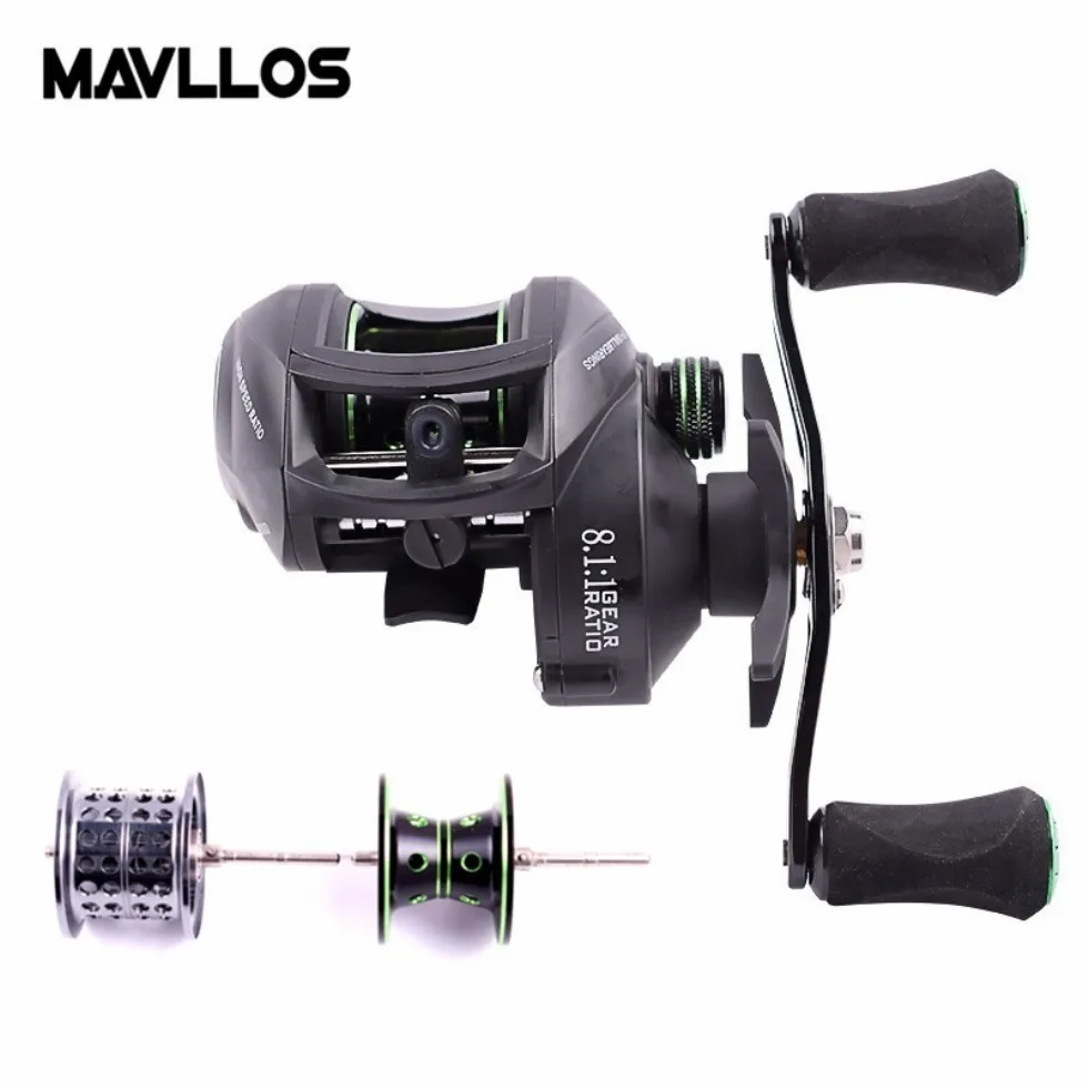 

Mavllos Max Drag 8kg BFS Casting Reel Gear Ratio 8.1:1 Line Capacity 0.26mm/210M Two Aluminum Spools Saltwater Fishing Reel Coil