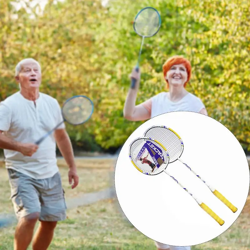 2 unids/pack raqueta de bádminton portátil y ligero ruido duradero hombres y mujeres par familia de aluminio raqueta de Bádminton