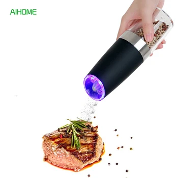 

Automatic Electric Gravity Salt and Pepper Mill LED Light Salt Grinder Pepper Shaker BPA Free Kitchen Seasoning Grinding Tools