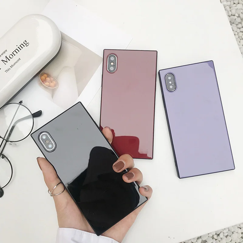 

Candy Colors Square Phone Case For iPhone X Xs max XR 7 8 Plus Luxury Case Silicone TPU For iPhone 7 8 Plus Plain Funda Coques
