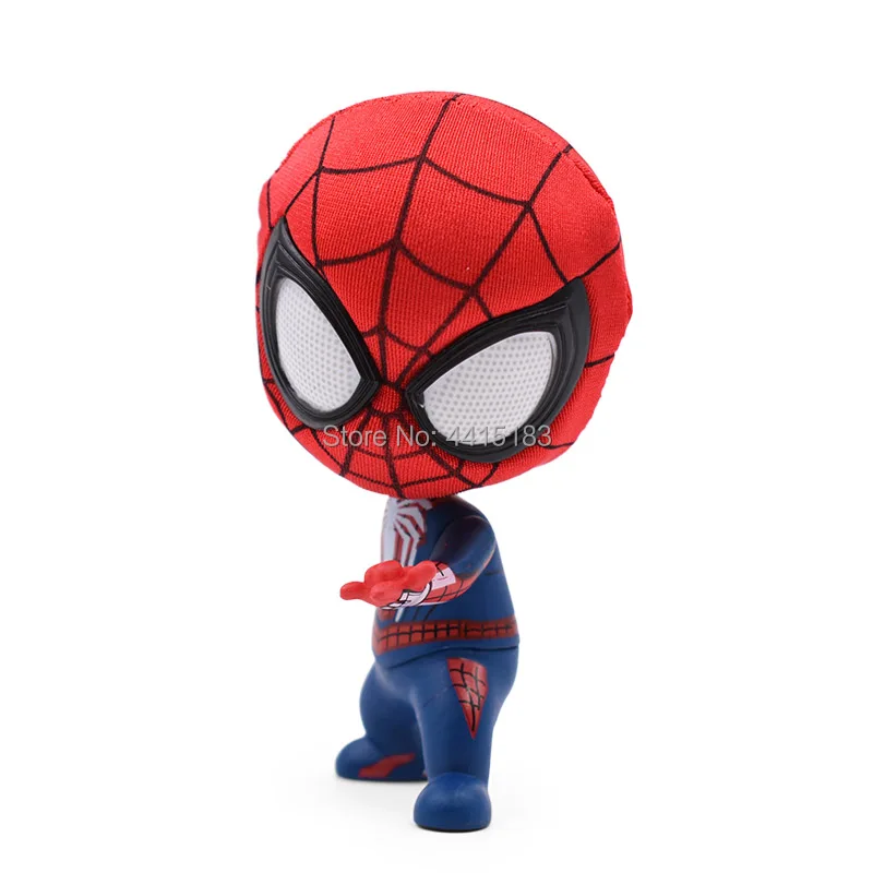 4" Western Animiation Q Style Spider-man PVC Action Figure Doll Collectible Model Toy Head Shake An On-Board Christmas Gift