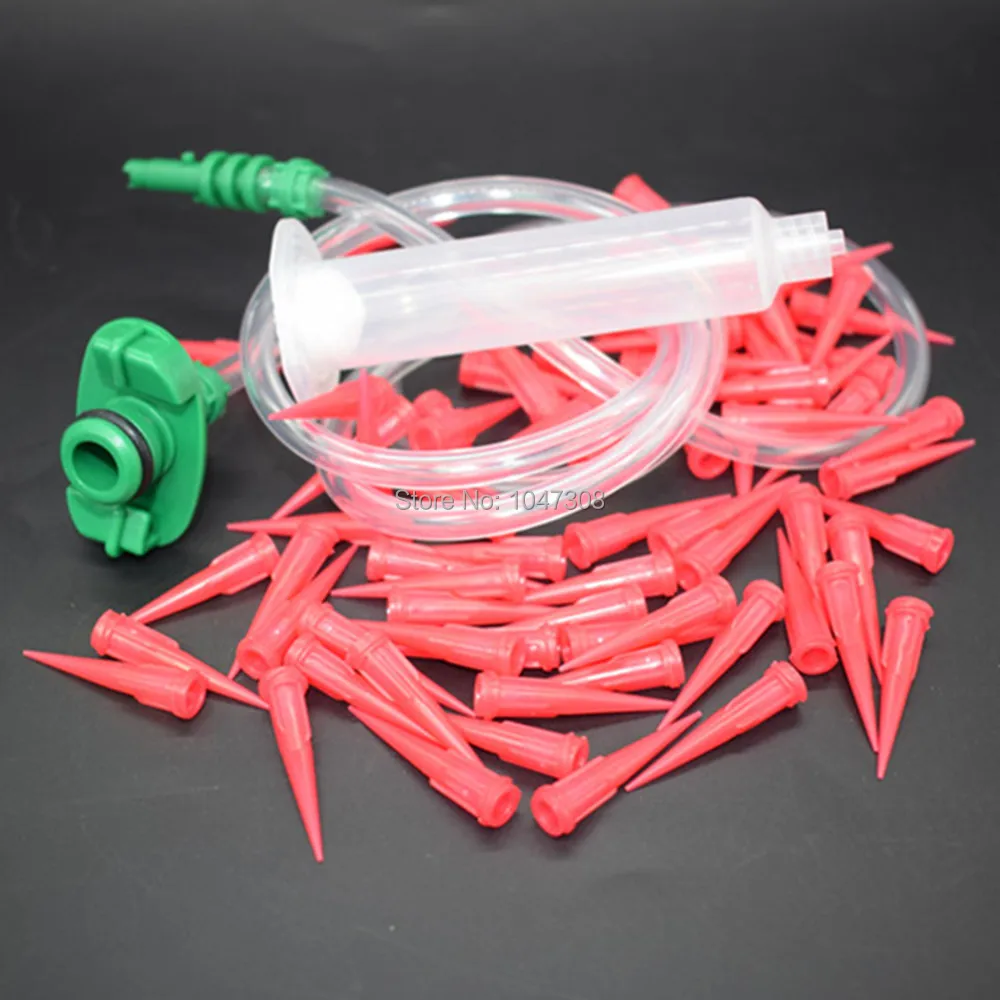 

10cc Syringe Barrel Adapter Converter + 10cc Sealant Silicone Paints Adhesive Glue Syringe + 100pcs 25G Glue Tapered Tip Needle
