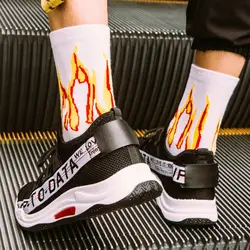 Для мужчин Мода хип носки мужчина на огонь Hipster экипажа носки красный пламени Blaze Мощность факел улица Стиль скейтборд длинные хлопковые