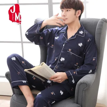 

Spring Pyjama Men Set Long Sleeve Autumn Pijama Men Suit Solid Cotton Pajamas Male Sleepwear Two Piece Pajama Man L XL XXL XXXL