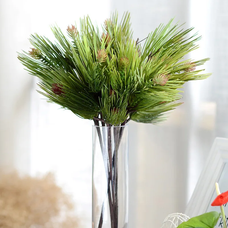 

Artificial plants Five Head Pine Needles branch - 15.75 in. DIY christmas tree xmas wreath material Artificial Flowers Bouquet