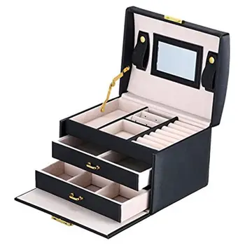 

Large Jewelry Packaging & Display Box Armoire Dressing Chest with Clasps Bracelet Ring Organiser Carrying Cases
