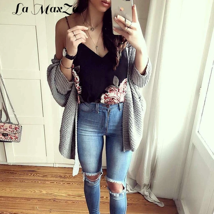 Casual Sweaters Fashion 2018 Women Turn-down Collar Long Sleeve Knitted Cardigan Solid Winter Tops for |