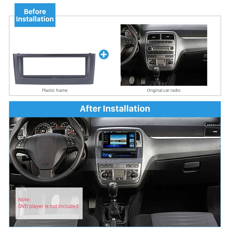 Harfey Car Navi Fascia 1Din for FIAT PUNTO LINEA 2005 2006 2007 Stereo Install Dash Kit DVD Frame CD Cover Trim 183*53mm Panel