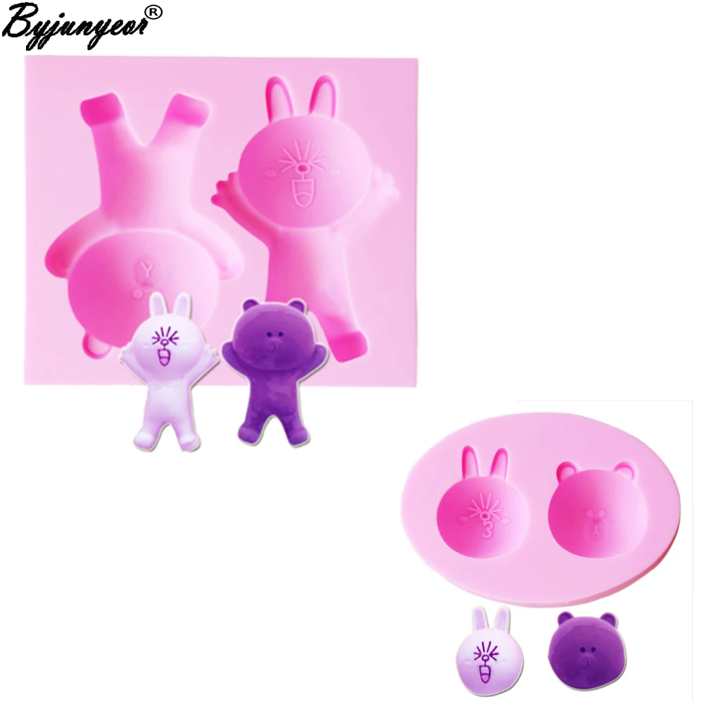 M1042 DIY Bear Rabbit эпоксидная УФ полимер силиконовая форма для сахарной пасты конфет