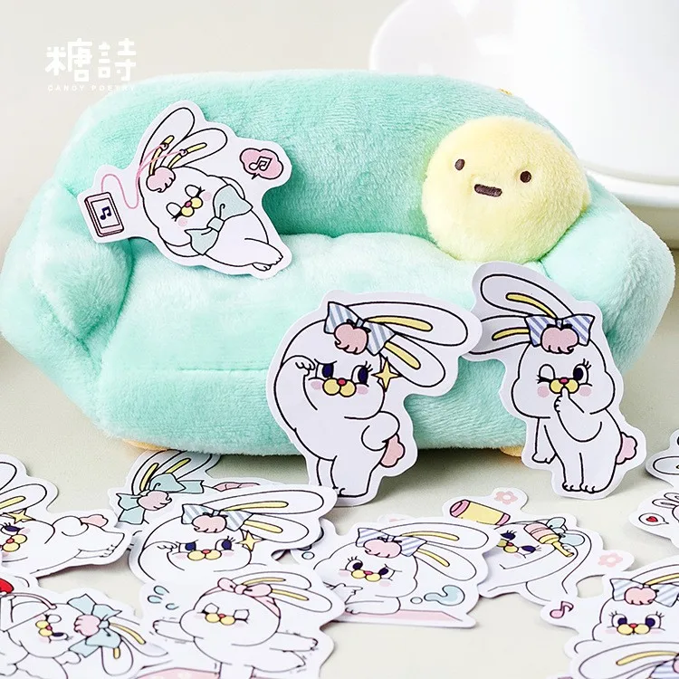 

Stationery 45Pcs Stickers Set Scrapbooking Sticker Student Supplies Decorate For Diary Planner Gift Wrapping Cute Rabbit