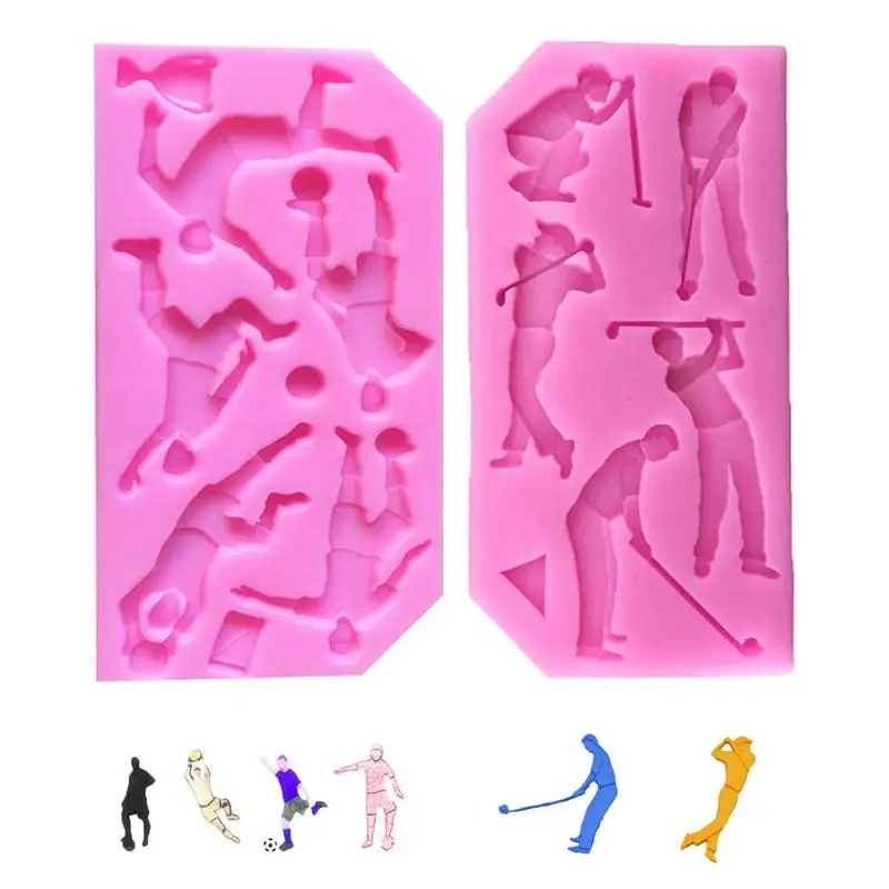 

Fondant Silicone Mold Cake Decorating Supplies Sportsman Football Rugby Golf Shape Cookie Mould Kitchen Gadget Baking Tools