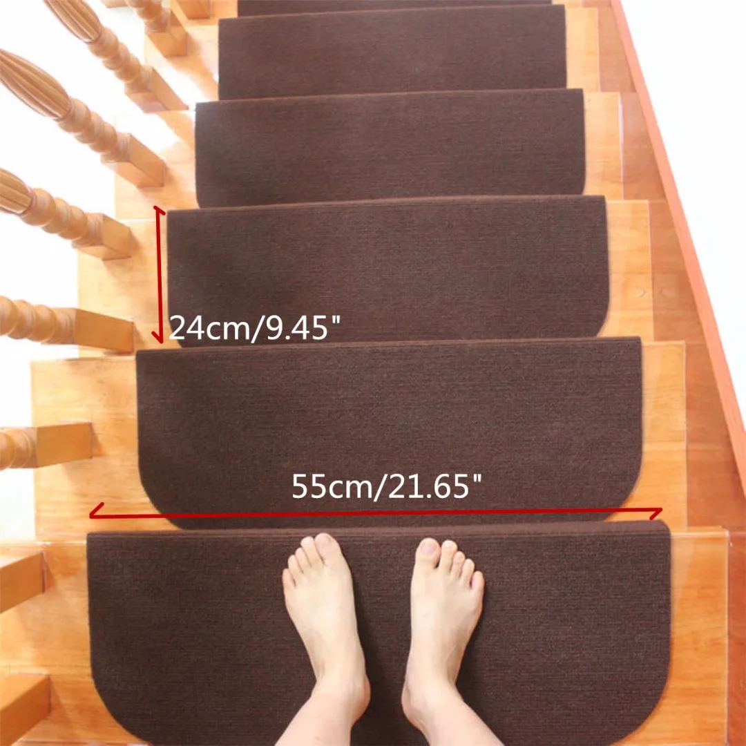 Hot Sale Non-slip Adhesive Carpet Stair Treads Mats Mayitr Staircase Step Rug Protection Cover 2 Colors