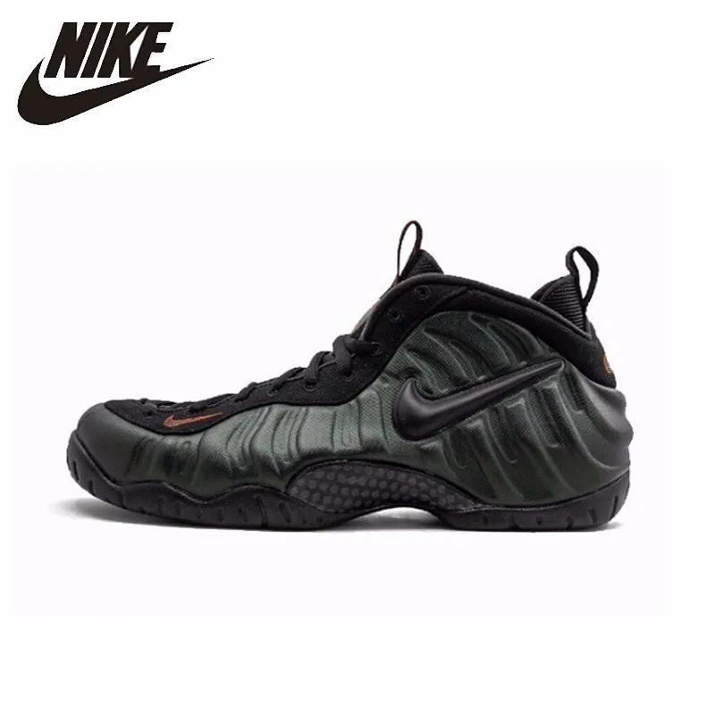 Nike Air Foamposite Pro Новое поступление Оригинальные мужские черные зеленые армейские кроссовки удобные кроссовки #624041-304