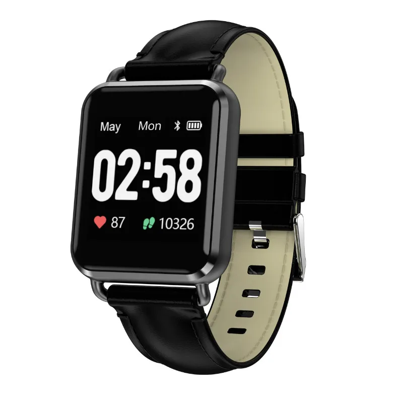 

Smart watch Fitness Bracelet Heart Rate Monitor Tracker Calendar Wristband ECG PPG Blood Pressure watches leather band alarm