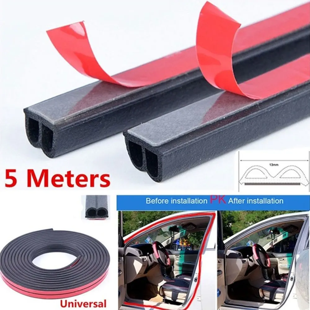 

5M Soundproof Black Car Seal Strip Hollow B Shape Auto Door Dustproof and waterproof car silent installation Car Seal Strip