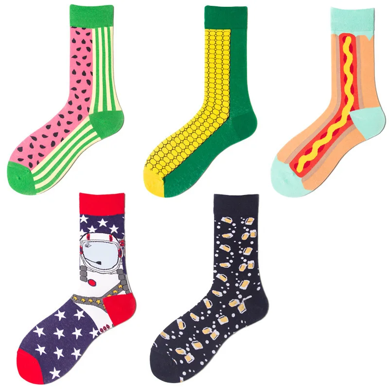 

Funny Socks Men's And Women's Casual Cartoon Print Crew Short Socks 5 Colors 1 Pair 181211