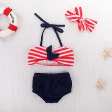 3 шт./компл. летний купальный костюм для маленьких девочек s полосатый купальник повязка Дети Разделение Плавание костюм Hairbands Плавание ming праздничная одежда для маленьких девочек