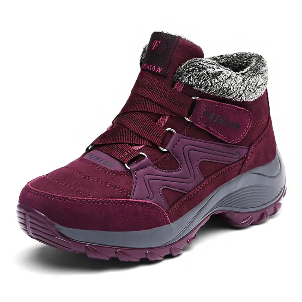 

2018 New Winter Snow Boots Women Casual Warm Plushed Ankle Boots Female High Wedge Waterproof Boots Non-slip Shoes