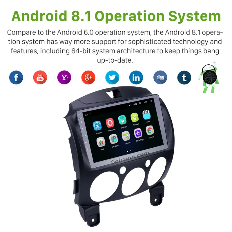 Seicane Android 81 para MAZDA 2/Jinxiang/DE tercera generación 2007-2013 DE 2014 Radio DE coche GPS