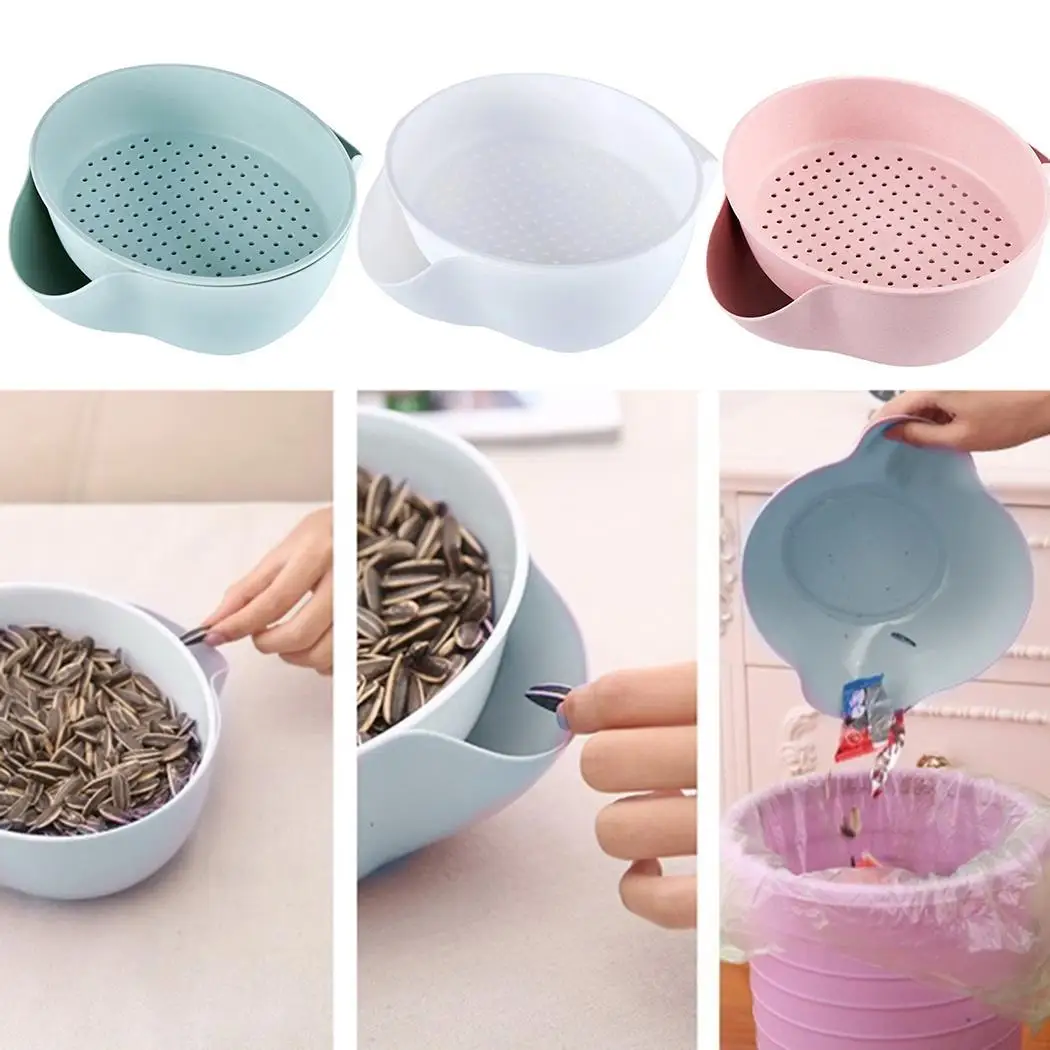 Fruit Drain Storage Box New Kitchen Double Layers Fruit Drain Storage