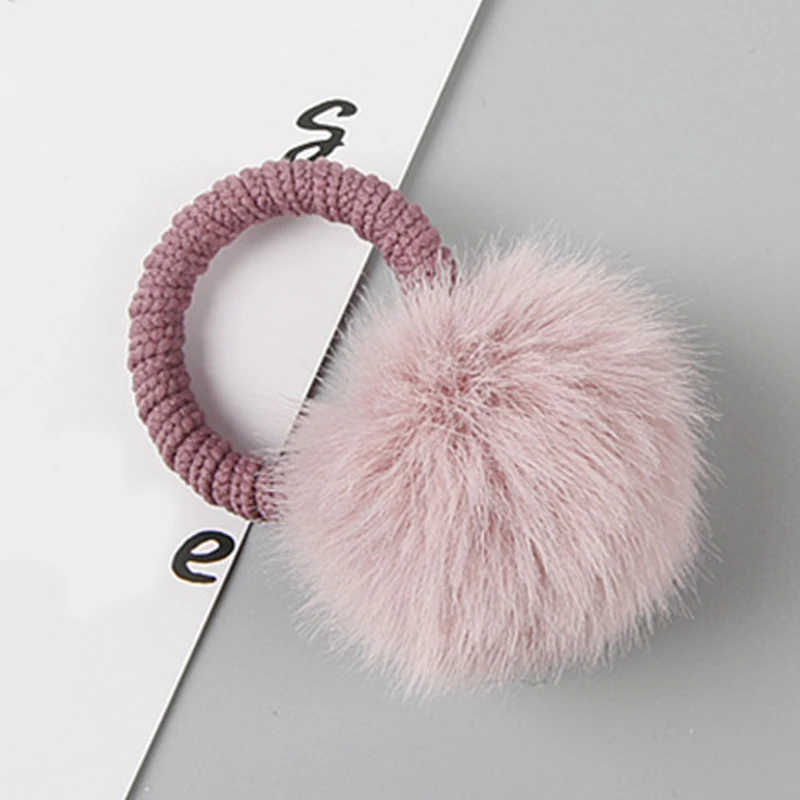 Girls Hair Accessories Colorful Pompon Elastic Hair Bands Rings Cute Creative Fur Ball Hair Rope Lovely Rubber Scrunchies