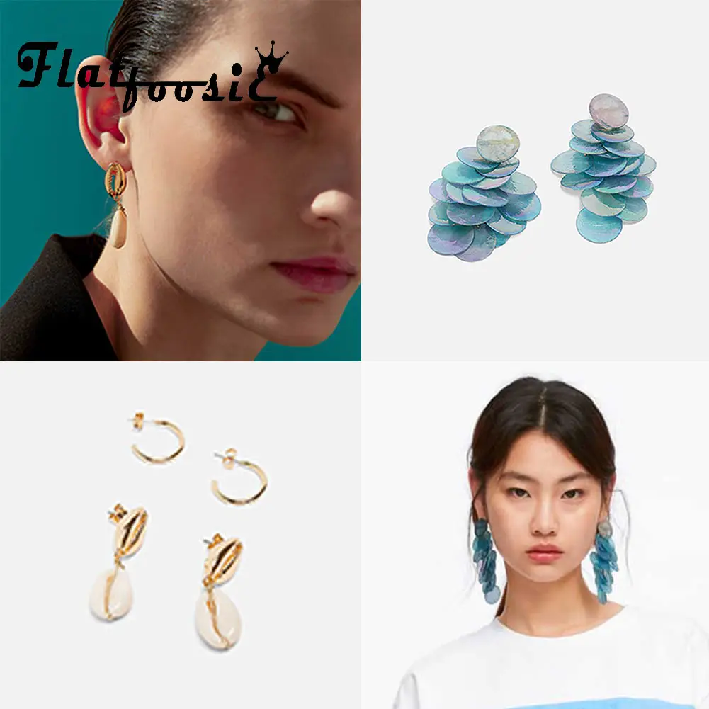 

Flatfoosie Bohemian Za Stone Dangle Earrings for Women 2019 New Simulated Pearl Wedding Hanging Drop Earings Resin Party Jewelry